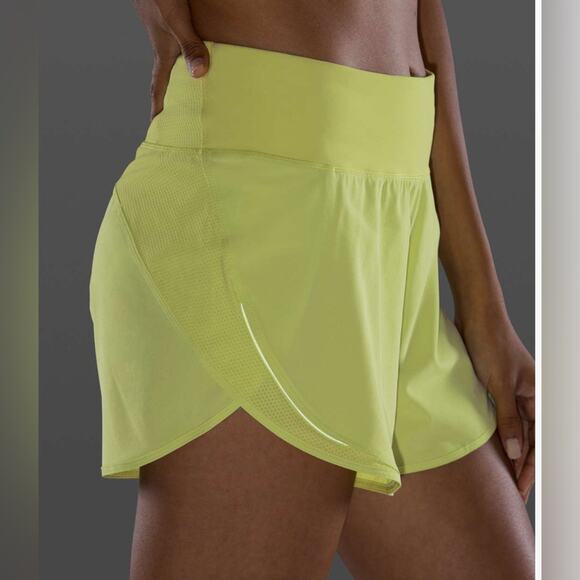 Lululemon Run Off Route High Rise Short 4” Lemon Vibe Women's Size 8 Mesh Swift - Picture 2 of 7